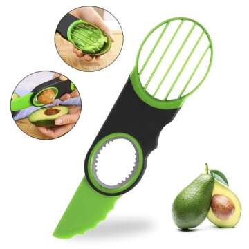 Generic Stainless Steel Avocado Slicer, Corer, and Paring Knife Combo: 3-in-1 Tool - Dishwasher Safe...