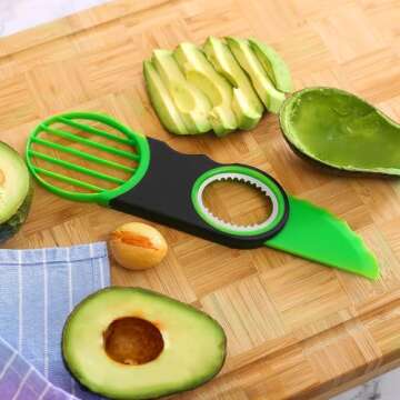 Generic Stainless Steel Avocado Slicer, Corer, and Paring Knife Combo: 3-in-1 Tool - Dishwasher Safe & Heavy Duty, Small, Green