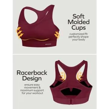 Ewedoos High Impact Sports Bras for Women High Support Push up Sports Bra Racerback Sports Bras Workout Bra Running Bra Maroon