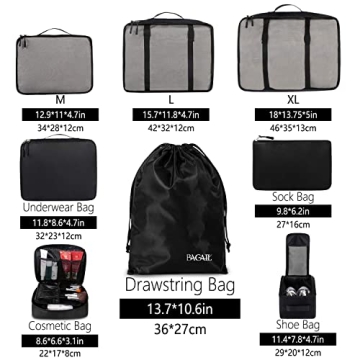 BAGAIL 8 Set Packing Cubes for Organized Travel