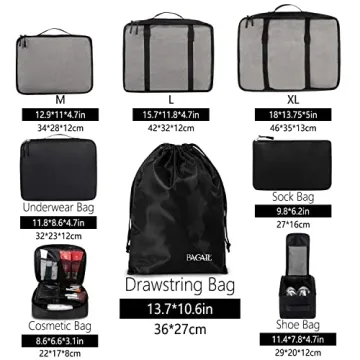 BAGAIL 8 Set Packing Cubes for Organized Travel