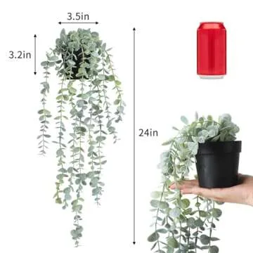 COCOBOO 3pcs Hanging Fake Plants, Artificial Hanging Plants Fake Potted Eucalyptus for Wall Room Home Patio Indoor Outdoor Decor