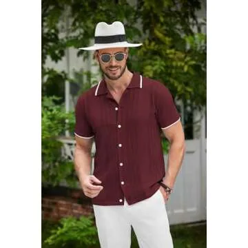 Stylish COOFANDY Men's Vintage Short Sleeve Button Shirt