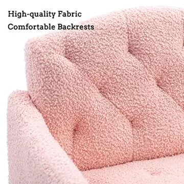 Olela Modern Accent Chair with Arms, Tufted Decorative Single Sofa Fabric Armchair with Gold Metal Legs, Upholstered Reading Chair for Living Room Bedroom Office (Pink - Fabric)