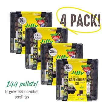 Jiffy Seed Starting Tray Kit, 36 Cell 36mm Peat Pellets with Bonus - 4 Pack, 144 Pellets Total