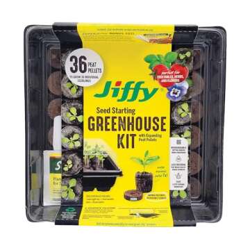 Jiffy Seed Starting Tray Kit, 36 Cell 36mm Peat Pellets with Bonus - 4 Pack, 144 Pellets Total