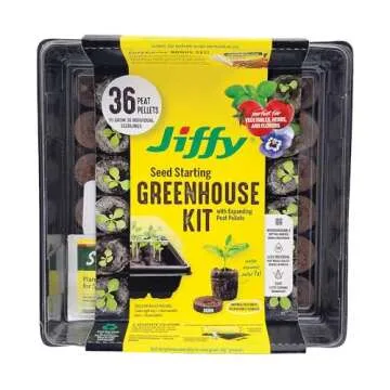 Jiffy Seed Starting Tray Kit, 36 Cell 36mm Peat Pellets with Bonus - 4 Pack, 144 Pellets Total