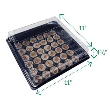 Jiffy Seed Starting Tray Kit, 36 Cell 36mm Peat Pellets with Bonus - 4 Pack, 144 Pellets Total