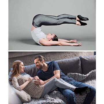 DIBAOLONG Non Slip Yoga Socks for Women, Pilates Socks with Grips Slipper Barre Hosptial Cozy Crew A...