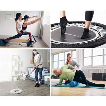 DIBAOLONG Non Slip Yoga Socks for Women, Pilates Socks with Grips Slipper Barre Hosptial Cozy Crew Ankle Socks with Grips (6.5-9)