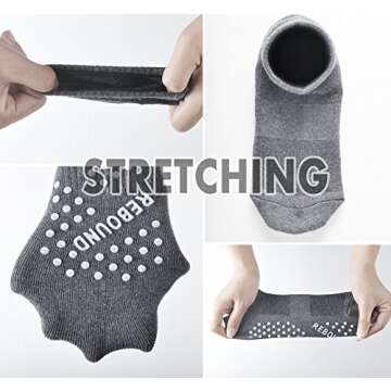 DIBAOLONG Non Slip Yoga Socks for Women, Pilates Socks with Grips Slipper Barre Hosptial Cozy Crew Ankle Socks with Grips (6.5-9)