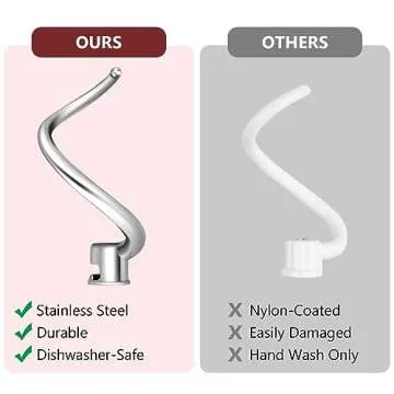 LETOMS Stainless Steel Dough Hook for KitchenAid 7QT Mixers