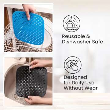 Reusable Air Fryer Liners 3 Pack for 3-5QT or Bigger - 7.5" Square Silicone Airfryer Liner - Easy to Clean Air Fryer Accessories As Seen on the Today Show - Safe Non-Stick Parchment Paper Replacer