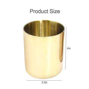 MultiBey Gold Pencil Holder Cup, Luxury Gold Pen Holder Metal Pencil Organizer Small Gold Vase, Gold...