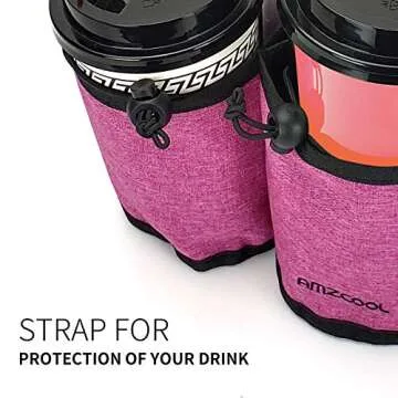 Luggage Travel Drink Bag Cup Holder Free Your Hand for Drink Beverages Caddy Coffee with Backpack Fits All Suitcase Handles (Pink)