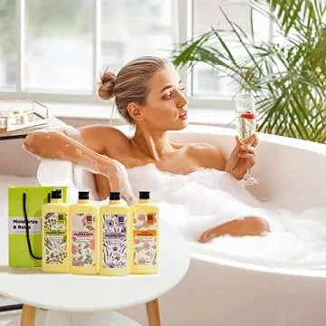 Bubble Bath for Women Adults, Scented Bubble Bath Gift Set for Women, 4 Pack Bubble Bath with Shower Gel, Ladies Foaming Bath Variety, Christmas Gifts for Women, Mother's Day Gift