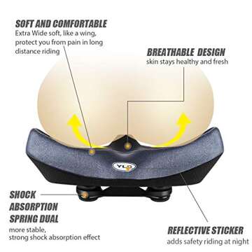 Oversized Comfort Bike Seat - Memory Foam & Gel for All Bikes