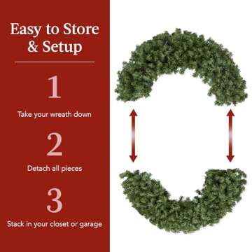 Large Pre-Lit Christmas Wreath with Bow and LED Lights