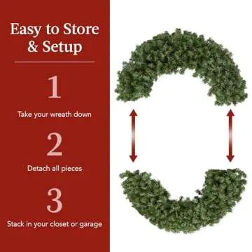 Large Pre-Lit Christmas Wreath with Bow and LED Lights