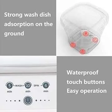MOYU Mini Portable Bucket Washer Foldable Washing Machine with Soft Spin Dry and Drainage Pipe Pink (English User manual and button labels)