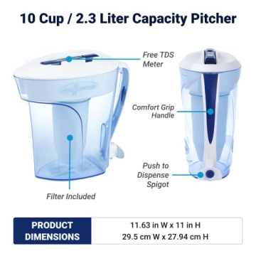 ZeroWater 10-Cup Pitcher for Pure Drinking Water