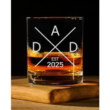 CARVELITA Dad Est 2025 Whiskey Glass - Pregnancy Announcements For Dad - 11oz Old Fashioned Bourbon Rocks Glass For Expecting Father - Dad To Be Gifts - Funny New Dad Gifts - First Time Dad Gifts