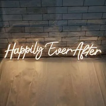SYLHOME Large Happily Ever After LED Neon Light Sign 14.6"X7.5"+ 20.9"X7.5" Wedding Party Birthday N...