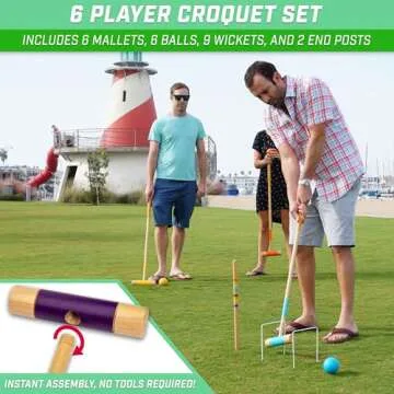 GoSports Deluxe Croquet Set - Full Size Fun for All Ages