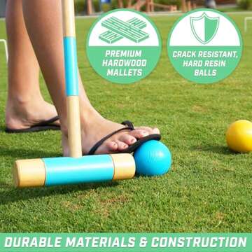 GoSports Deluxe Croquet Set - Full Size Fun for All Ages