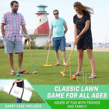 GoSports Deluxe Croquet Set - Full Size Fun for All Ages