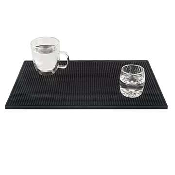 Tebery Black Mat 18" x 12" - 45.7 x 30.5cm Rubber Bar Service Spill Mat (2 pack)