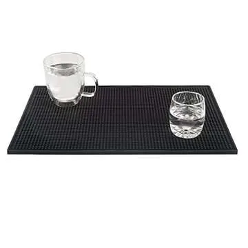 Tebery Black Mat 18" x 12" - 45.7 x 30.5cm Rubber Bar Service Spill Mat (2 pack)
