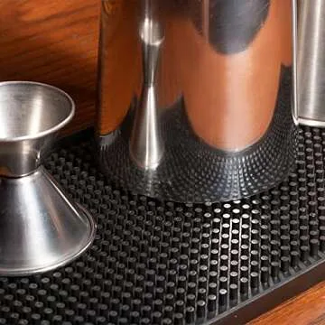 Tebery Black Mat 18" x 12" - 45.7 x 30.5cm Rubber Bar Service Spill Mat (2 pack)