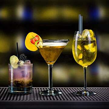 Tebery Black Mat 18" x 12" - 45.7 x 30.5cm Rubber Bar Service Spill Mat (2 pack)