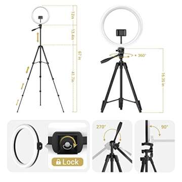 TONOR 12" Large Ring Light with Stand and Phone Holder，LED Selfie Ring Light with Tripod Stand for Phone, Dimmable Circle Ligh with Bluetooth Remote for Tiktok/YouTube/Makeup/Photography/Vlog TRL-20