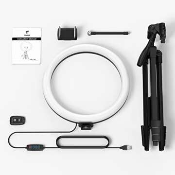 TONOR 12" Large Ring Light with Stand and Phone Holder，LED Selfie Ring Light with Tripod Stand for Phone, Dimmable Circle Ligh with Bluetooth Remote for Tiktok/YouTube/Makeup/Photography/Vlog TRL-20