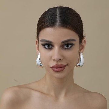 Apsvo Chunky Gold Hoop Earrings for Women - Lightweight Style