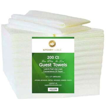 Linen Feel Disposable Guest Hand Towels - Luxury Single Use Dinner Napkins - Dual Purpose, Soft, Abs...