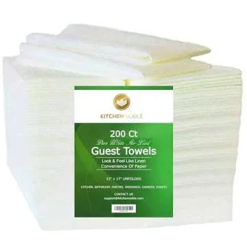 Linen Feel Disposable Guest Hand Towels - Luxury Single Use Dinner Napkins - Dual Purpose, Soft, Abs...