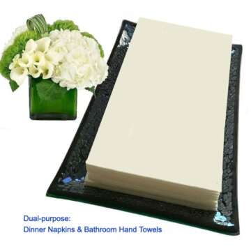 Linen Feel Disposable Guest Hand Towels - Luxury Single Use Dinner Napkins - Dual Purpose, Soft, Absorbent & Lint Free - Ideal For Bathroom, Kitchen, Dining Table, Parties, Weddings & Events (200 Ct)