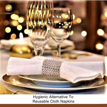 Linen Feel Disposable Guest Hand Towels - Luxury Single Use Dinner Napkins - Dual Purpose, Soft, Absorbent & Lint Free - Ideal For Bathroom, Kitchen, Dining Table, Parties, Weddings & Events (200 Ct)