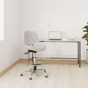 Kaleurrier Adjustable Height Drafting Stool with Backrest & Foot Rest, Swivel Rolling Stools for Wor...