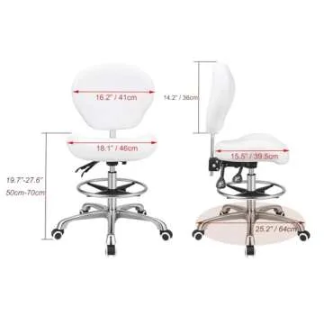 Kaleurrier Adjustable Drafting Stool with Backrest & Foot Rest