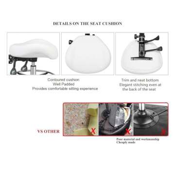 Kaleurrier Adjustable Drafting Stool with Backrest & Foot Rest