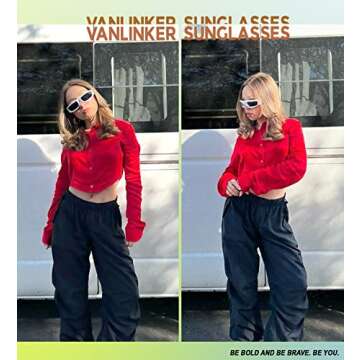 VANLINKER White Cool Wrap Around Sunglasses for Women Men Y2k Futuristic Thick Chunky Fashion Sun Gl...