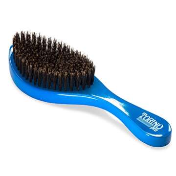 Torino Pro Wave Brushes by Brush King - Medium Curve Waves Brush #350 - Blue, Boar Bristles, Oval, f...