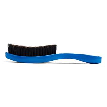 Torino Pro Wave Brushes by Brush King - Medium Curve Waves Brush #350 - Blue, Boar Bristles, Oval, for 360 Waves Hair Care