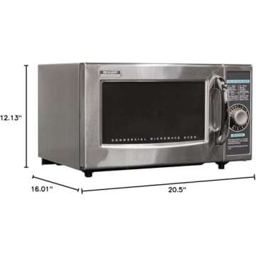 Sharp R-21LCFS Medium-Duty Commercial Microwave Oven with Dial Timer, Stainless Steel, 1000-Watts, 120-Volts, One Size
