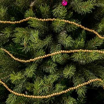 Wooden Bead Garland Round Bead Wreath Christmas Party Holiday Decorations (Gold,1)