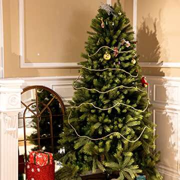 Wooden Bead Garland Round Bead Wreath Christmas Party Holiday Decorations (Gold,1)